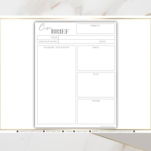 May include: A printable case brief template with sections for title, focus of study, summary, subject, issue, rule, and notes.