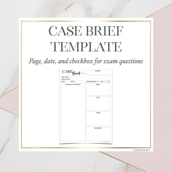 Law School Editable PDF Case Brief Temp w/ Precedent  (DIGITAL DOWNLOAD)