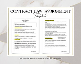 Contract Law: Assignment, 3rd Party Beneficiary, & Delegation Template - DIGITAL DOWNLOAD ONLY-