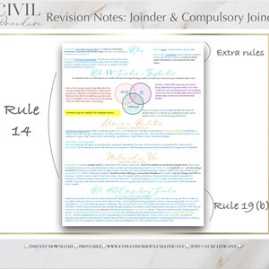 Civil Procedure Revision Notes: Joinder & Compulsory Joinder | DIGITAL DOWNLOAD ONLY