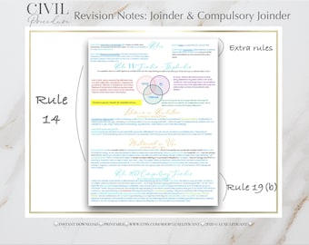 Civil Procedure Revision Notes: Joinder & Compulsory Joinder | DIGITAL DOWNLOAD ONLY