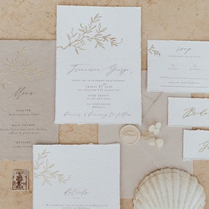 gold foil wedding invite