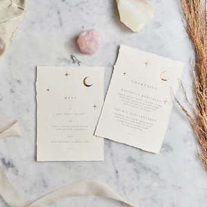 Moon & Stars Wedding Menu / Menu / Wedding Stationery / Wedding Table Decor / Gold Foil Invites / Moon and Stars Invite / Wedding Menu