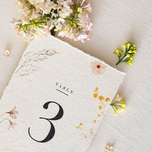 Floral Table Numbers / Wedding Table Numbers / Wedding Table Decor / Boho Wedding Decor / Pressed Flower Table Numbers / Table Numbers