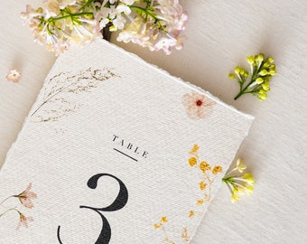 Floral Table Numbers / Wedding Table Numbers / Wedding Table Decor / Boho Wedding Decor / Pressed Flower Table Numbers / Table Numbers