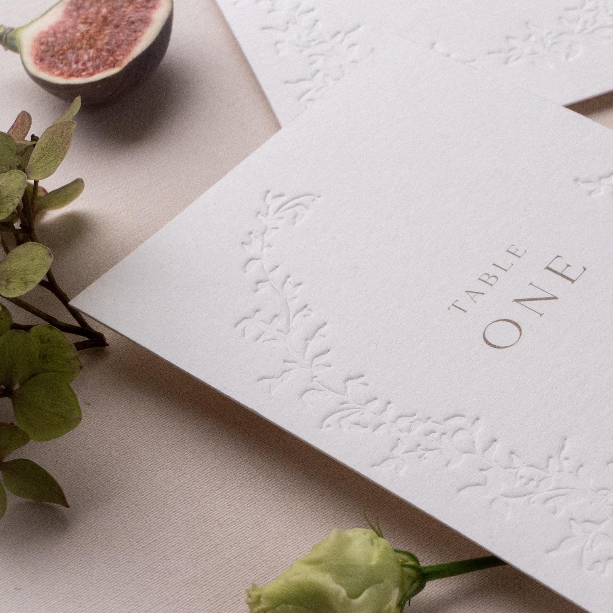 Embossed Floral Wreath Wedding Table Numbers: Luxe Ivory Card - Etsy