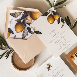 lemon wedding invite