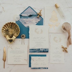 Beach Wedding Invitation / Watercolour Wedding Invitation / Destination Wedding Invitation / Wedding Invitation / Blue Wedding Invitation