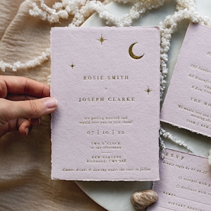 Gold Foil Celestial Wedding Invitation: Blush Star Invite