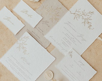 Olive Wedding Invite / Botanical Wedding Invitation / Gold Foil Wedding Invitation / Beach Wedding Invitation / Rustic Wedding Invitation