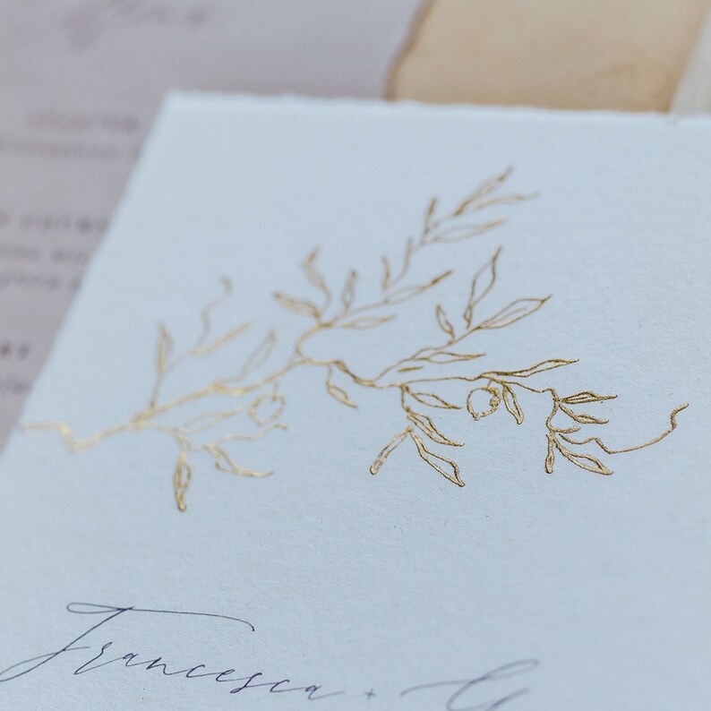 gold foil wedding invite