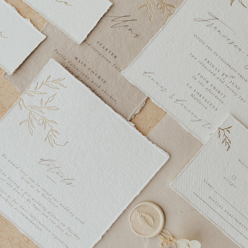 gold foil wedding invite