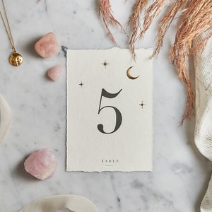 Números de mesa de luna y estrellas / Números de mesa de boda / Decoración de mesa de boda / Configuración de mesa / Signos de boda / Números de mesa mínimos