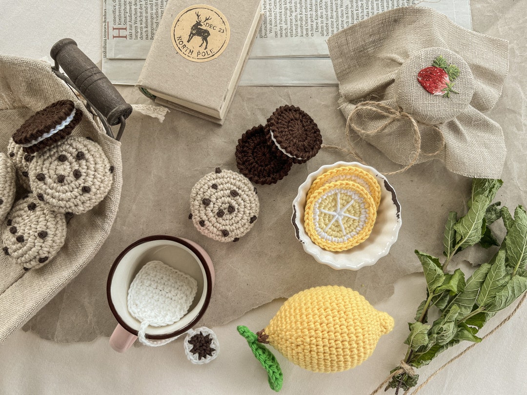 Crochet Tea Set Crochet Lemon Crochet Chocolate Cookies Etsy