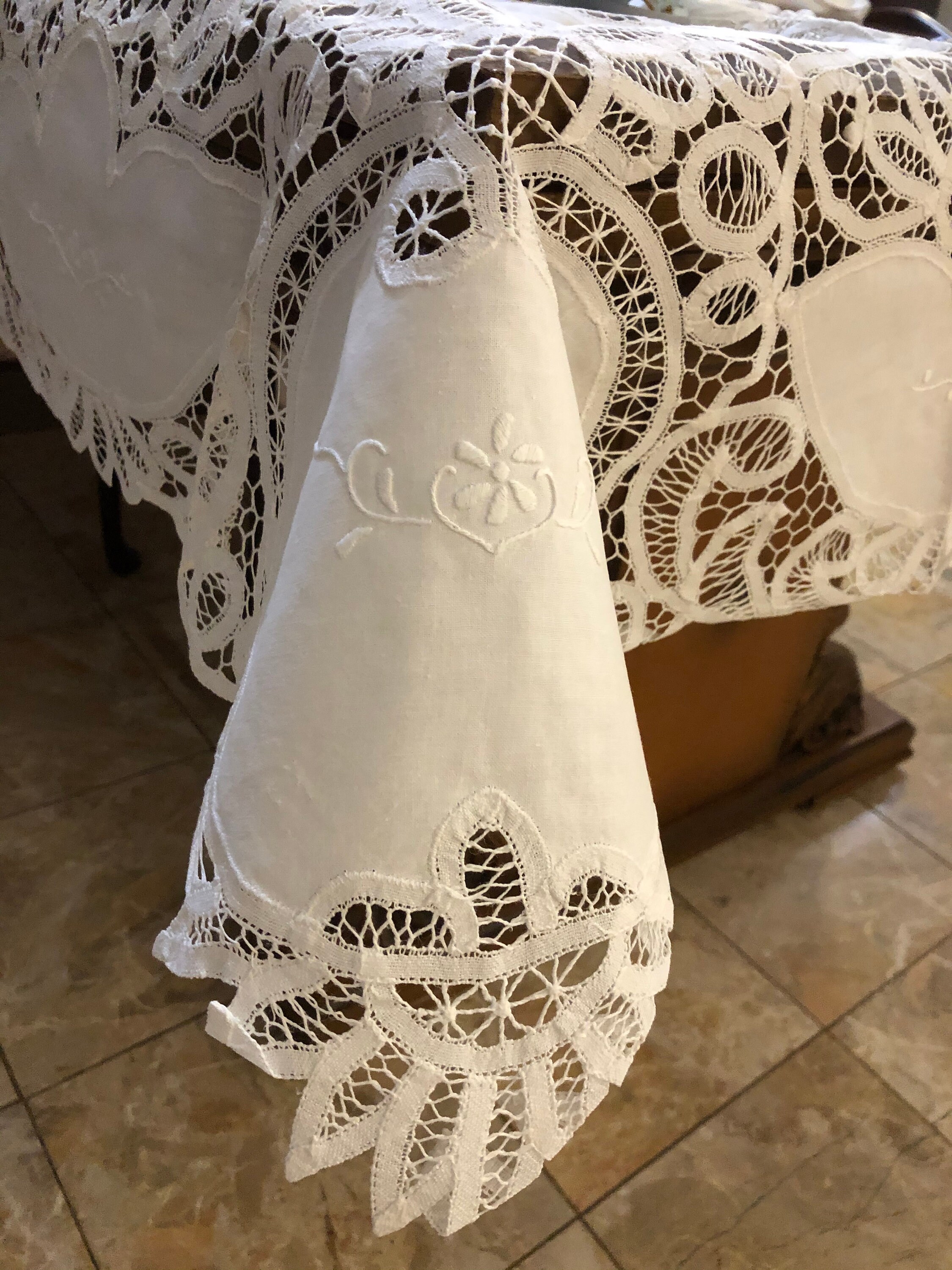 Vintage Battenburg Lace Tablecloth 90cm X 90cm Cotton Handmade Etsy