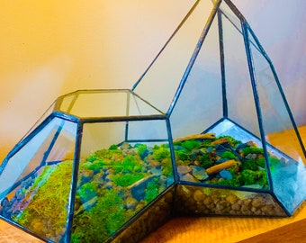 Stained Glass Terrarium Landscape Large Greenhouse Planter