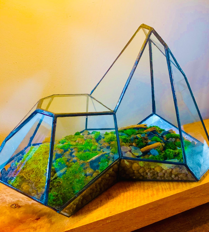 Stained Glass Terrarium Landscape Large Greenhouse Planter Etsy UK