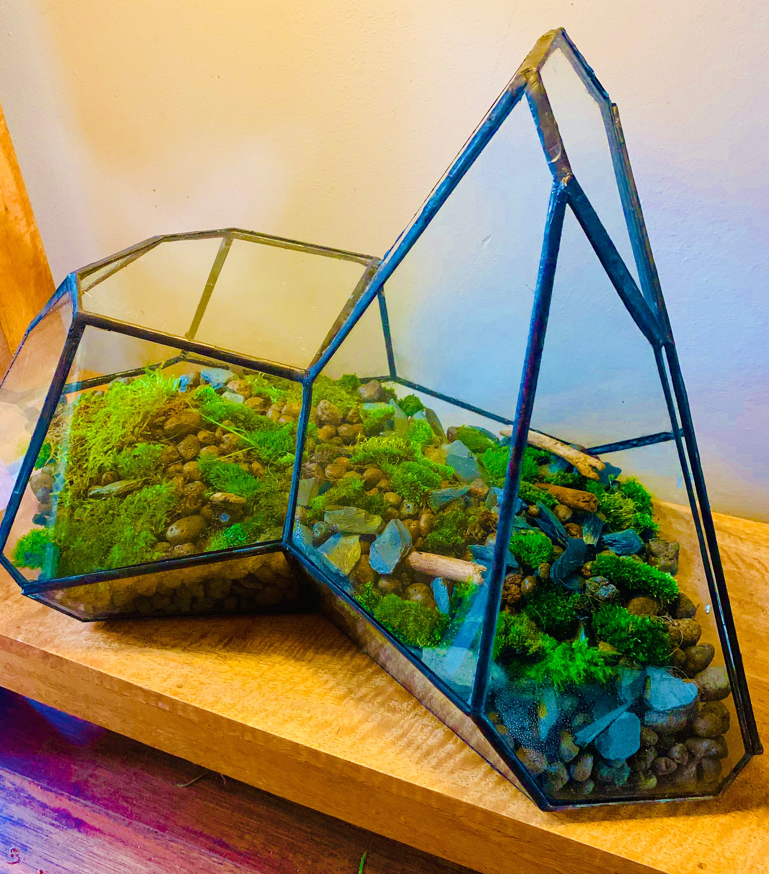 Stained Glass Terrarium Landscape Large Greenhouse Planter Etsy