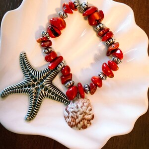 Seashell bracelet beaded bracelet beach jewelry bamboo coral jewelry