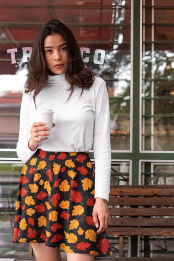 Autumn Leaves Skirt Fall Skater Skirt Fall Leaves Pattern | Etsy