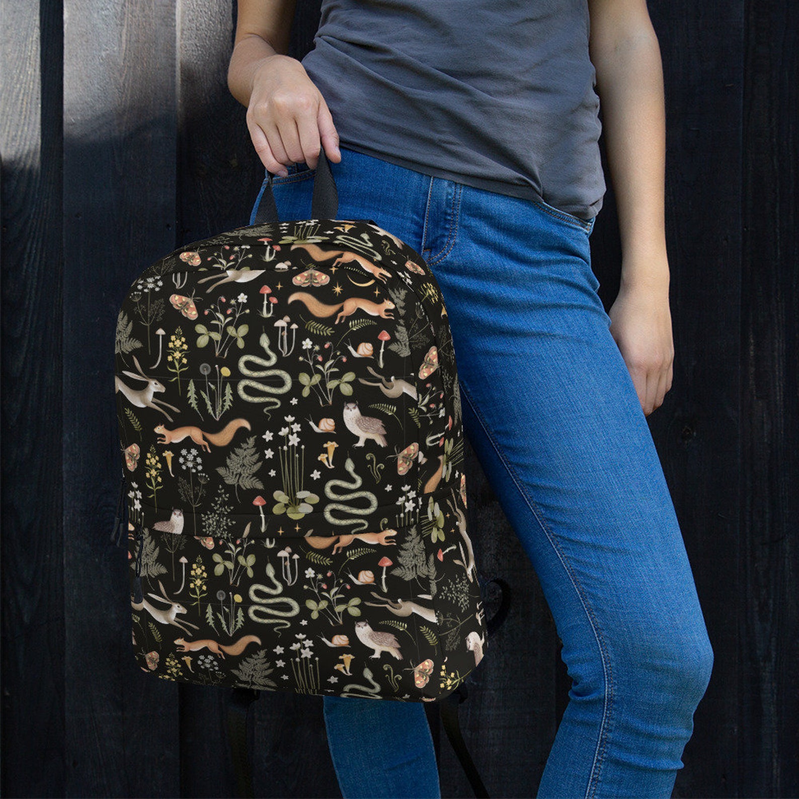 Forest Animal Pattern Backpack Cottagecore Backpack Etsy