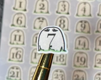 Friedhofszahlen Aufkleber für Planer, Journaling, Junk Journals, Scrapbooks und Kalender
