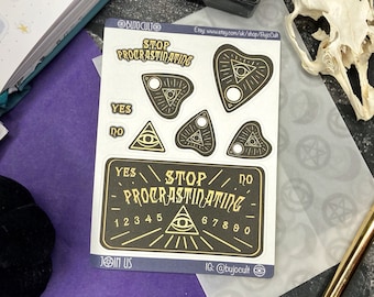 Stop Procrastination Ouijaboard und Planchette Sticker Blatt für Journals und Planner