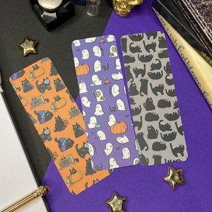 Halloween Bookmark Set with Cats and Ghosts