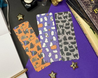 Halloween Bookmark Set with Cats and Ghosts