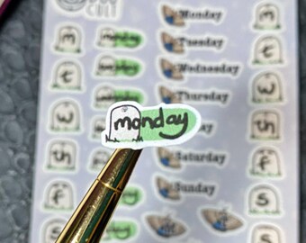 Friedhofstage Aufkleberblätter für Planer, Journaling, Junk Journals, Scrapbooks und Kalender