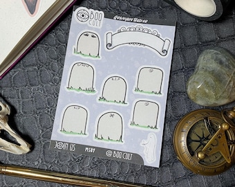 Grabstein-Tracker-Aufkleberblätter für Planer, Journaling, Junk Journals, Scrapbooks und Kalender