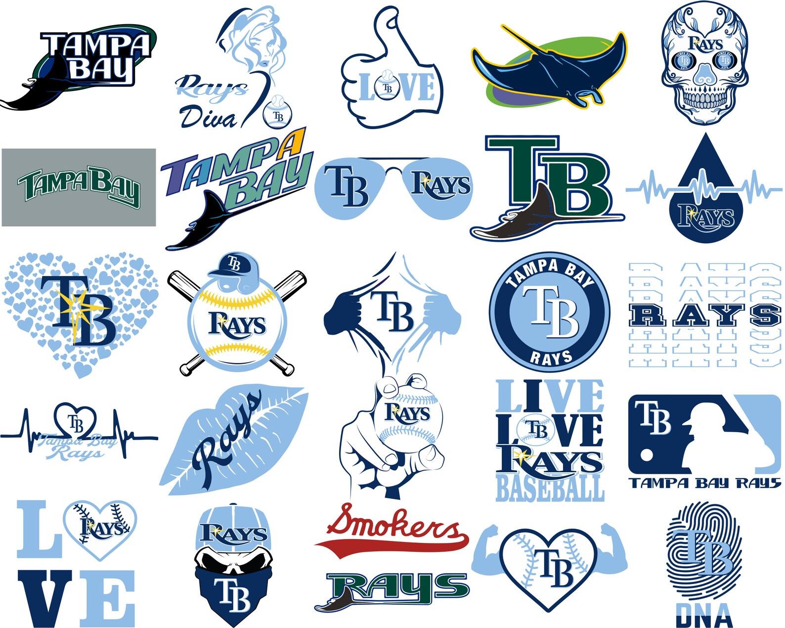 Tampa Bay Rays SVG bundle Rays logo SVG file Mlb team Rays Etsy