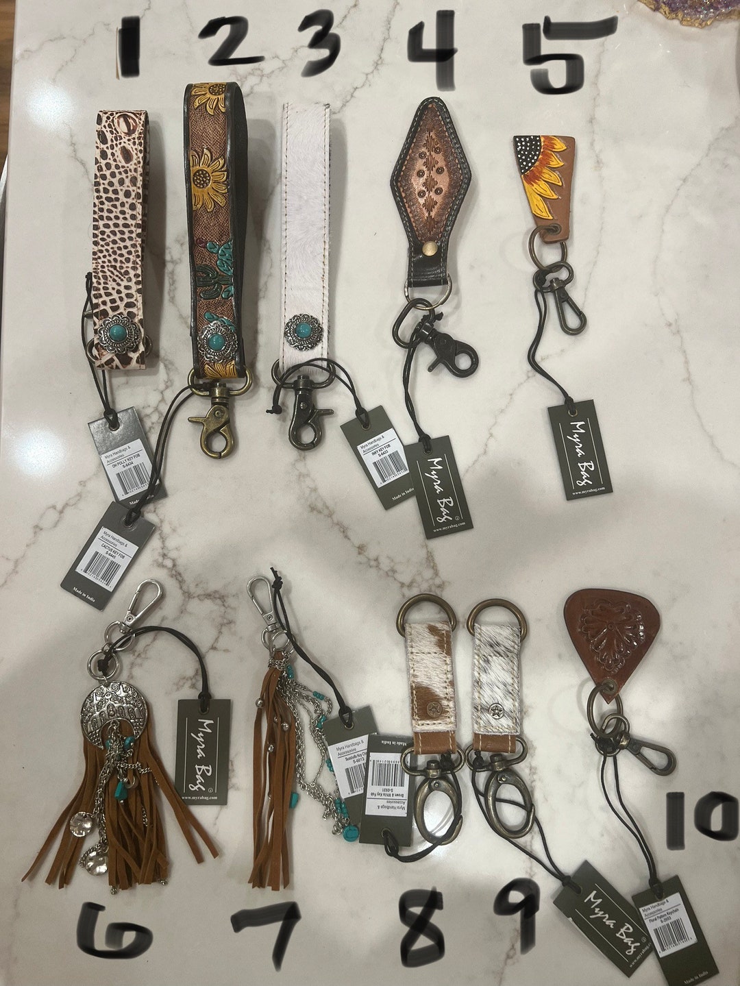 Myra Bag Keychain Key Fob Hairon Cowhide Embossed Etsy