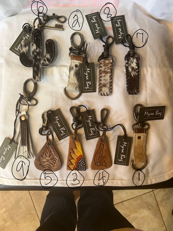 Myra Bag Keychain Key Fob Hairon Cowhide Embossed Etsy