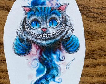 fantasy illustration Watercolor Print \u00abThe Cheshire Cat\u00bb reproduction of original