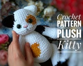 Crochet pattern Plush Kitty, Toy tutorial, Amigurumi cat, Amigurumi cat pattern, Crochet three-haired cat pattern, Сrochet multicolored cat
