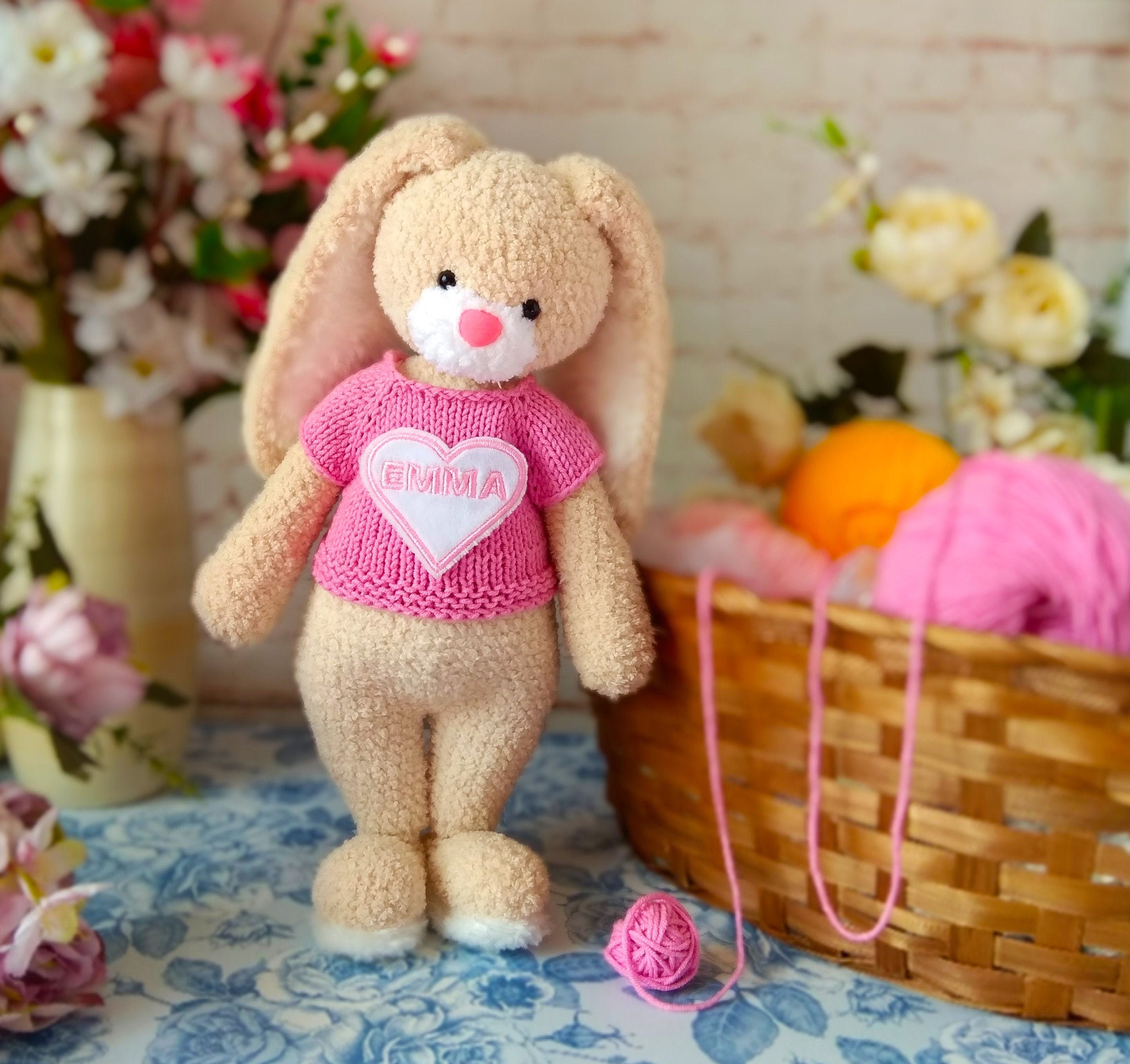 Personalized stuffed Bunny toy Crocheted bunny plush Eco | Etsy