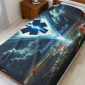 Velveteen Plush Blanket, EMS Blanket, Soft Throw Blanket, Cozy Blanket, EMT Gift, Emergency Medical Services, Hospital Gift