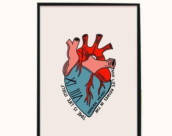 Time is Life Itself and Life Resides In The Human Heart Art Print Poster, Michael Ende Book Quote, Momo By Michael Ende Quote, Heart Poster