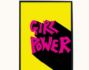 Girl Power - Feminist Art Print - Feminism - Decor - Bedroom Decor - Neon Colours - Bold - Bright - A4 Size - A5 size