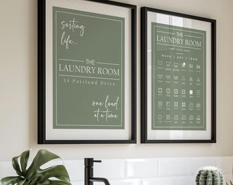 Decoração para Lavanderia | Organizando a Vida, Uma Lavagem de Cada Vez | Arte de Parede Personalizada para Lavanderia | Guia de Símbolos de Lavagem | Presente para Casa Nova