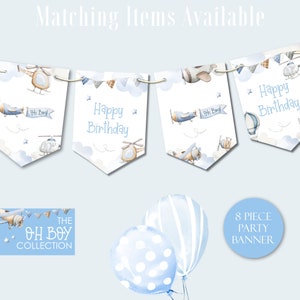 Bandierine per compleanno ragazzi, striscione di buon compleanno, bandierine per feste per bambini, decorazioni per feste per bambini, striscione per compleanno neonati, festa in aereo