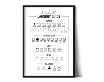 Guide des symboles de lessive Imprimer | Décoration de la buanderie (téléchargement numérique)