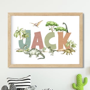 Personalisierter Dinosaurier Druck, Jungenzimmer Dekor, Jurassic Wandkunst, Dinosaurier Druck, Mädchen Dinosaurier Druck, Benutzerdefinierte Kinderzimmer Druck, Kinderzimmer