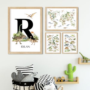 DIGITALE Dinosaurier Drucke, personalisierte Dinosaurier Dekorationen, A bis Z der Dinosaurier, Dinosaurier Weltkarte, Jurassic Thema, Dinosaurier Poster, Jungenzimmer