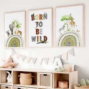 SET OF 3, Born to be Wild Prints, Safari Prints, Safari Animal Print, Jungle Decor, Born to be Wild, Kids Room Print, Safari Animal Posters