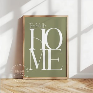 This Feels Like Home Typography Art Print, Green Wall Art, Family Home Decor, New Home Housewarming Gift