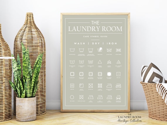 Laundry Symbol Print | Utility Room Print | Modern Laundry Print | Green Kitchen Print | Washing Symbols | Heritage Colours | Laundry Room