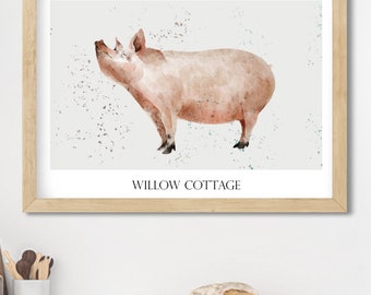 Impresión personalizada de cerdos de granja / Decoración campestre / Amante de los cerdos / Arte de la pared del cerdo / Arte de la pared de animales de granja / Regalo del nuevo hogar / Animales de granja del campo