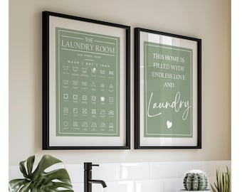 Decorazioni per la lavanderia / Set di 2 stampe per la lavanderia / Cartello divertente per la lavanderia / Quadri per la cucina